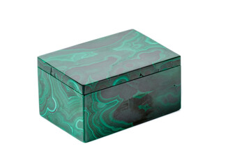 macro.malachite boxes on white background