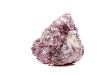 Macro mineral stone Lepidolite in the rock a white background