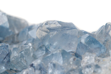 Macro mineral stone Celestine in the breed a white background