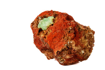 Macro mineral stone Adamite on a white background