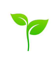 stylized lush green seedling leaf with stem