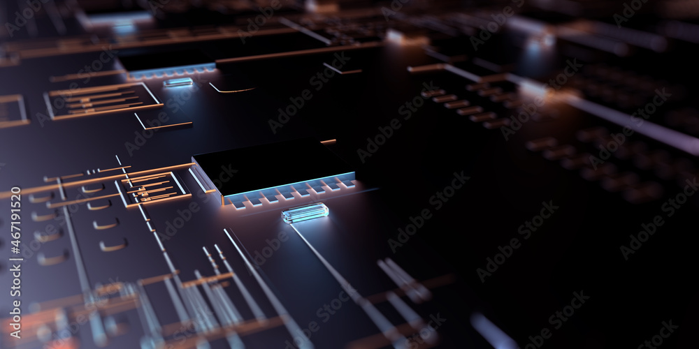Poster Abstract technology background/Circuit board virtual server, technology  background can be used as digital dynamic wallpaper, technology background. 3d illustration