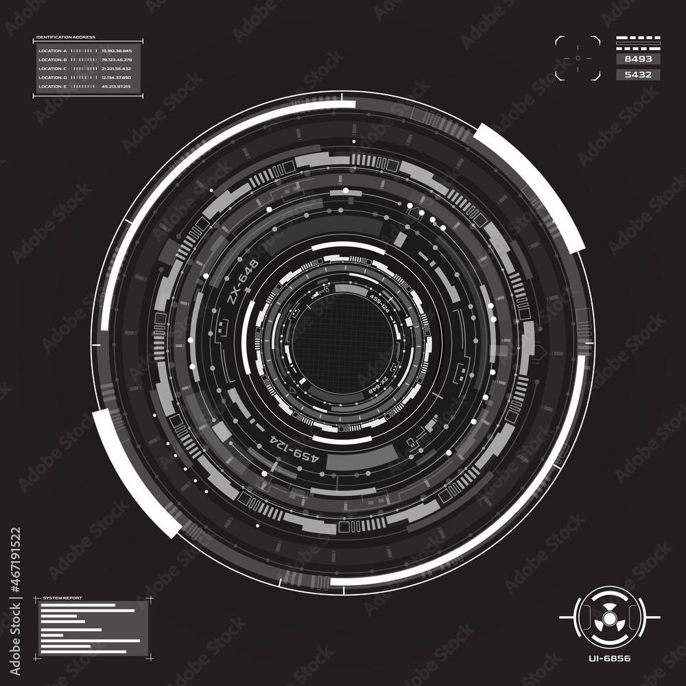 Leinwandbilder HUD UI System Virtual Reality Scifi Circle Structure Information Display Vector.