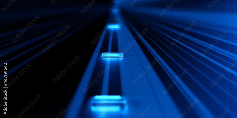 Poster abstract blue technology background/3d illustration. blue lines extending into the distance, technol