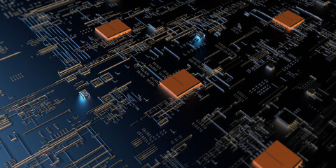 Abstract technology background/Circuit board virtual server, technology  background can be used as digital dynamic wallpaper, technology background. 3d illustration