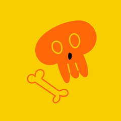 A set of items for the Halloween holiday. Skull and bones. flat graphics. Symbols of death and spirits