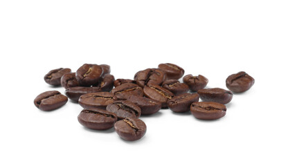 Fresh roasted coffee beans on white background
