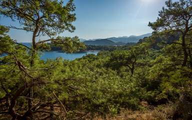 Travel in Turkey along the Lycian trail along the sea to the ancient city of Phaselis.  The indescribable beauty of the small bays of the Mediterranean Sea.