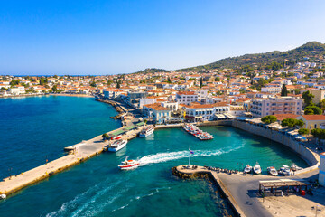 Naklejka na ściany i meble View of the amazing island of Spetses, Greece.
