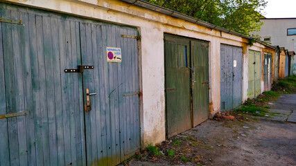Fototapeta premium Old garage in the outskirts of Prague.