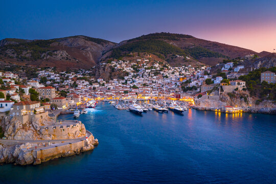 View of the amazing Hydra island, Greece.