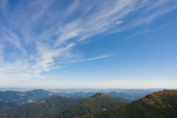 Beautiful mountain landscape on sunny day. Drone photography