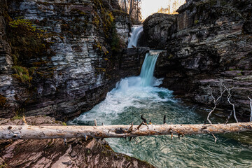 St. Mary Falls In Virginia Creek Valley, Glacier National Park, Montana, USA