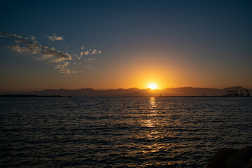 Paesaggio sul mare nel porto di Su Siccu, comune di Cagliari, Sardegna