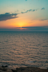 Tramonto sul mare a Capo Mannu, comune di San Vero Milis, provincia di Oristano, Sardegna