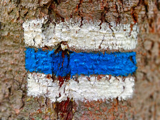 Close-up view on Slovakian touristic road labeling.