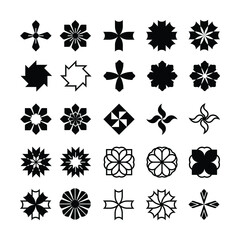 set of star icons collection in various styles. star illustrations that are suitable for elements such as snowflakes, sparkling items, decoration, etc.