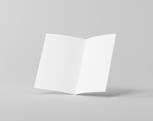 Blank two-leaf fold paper on the empty background, a4 brouchure, two fold leaflet