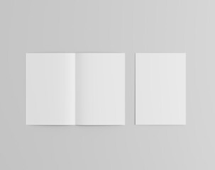 Blank two-leaf fold paper on the empty background, a4 brouchure, two fold leaflet