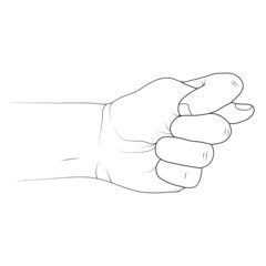 Fig gesture line art. Vector illustration. Fig-hand on white background. 