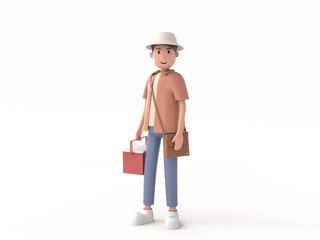3D Character young traveler man