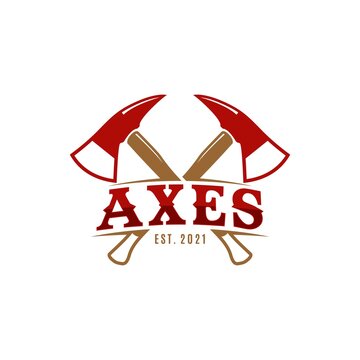 Ax Logo, Crossed Wooden Axes Logo Design