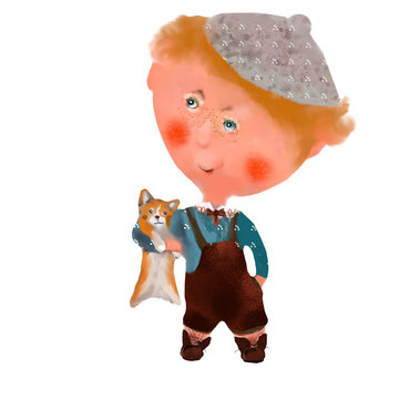 a boy with a dog