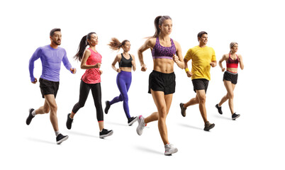 Obraz na płótnie Canvas Full length shot of young people running a marathon
