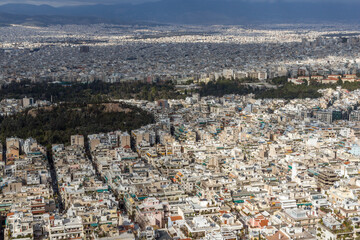 Panoramic view of the city of Athens from Lycabettus hill, Greece