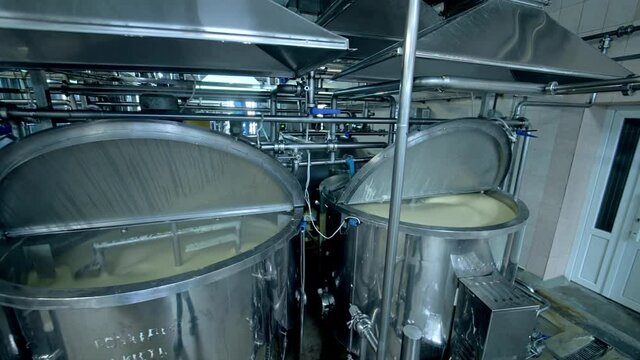 Factory for production of butter. Production of butter at milk production factory