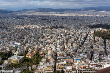 Obraz premium Panoramic view of the city of Athens from Lycabettus hill, Greece