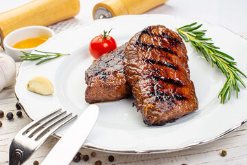 Roasted duck with pear,marinated in red wine and mascarpone rose