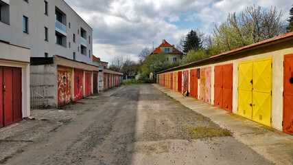 Local garages for residents of the surrounding houses.