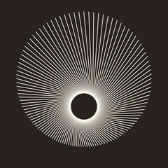 Geometric art line background. Creative minimal sun icon or logo.