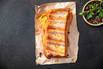 raw ribs fresh meat pork spice beef or veal paprika meal snack on the table copy space food background rustic 