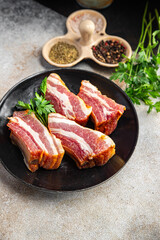 raw ribs fresh meat pork spice beef or veal paprika meal snack on the table copy space food background rustic 