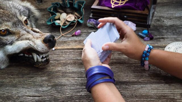 Fortune telling on tarot cards