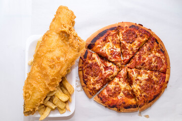 Pepperoni Pizza and Fish & Chips.