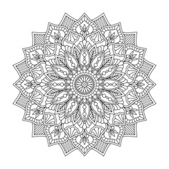 Isolated mandala in vector. Round pattern in white and black colors. Vintage decorative element, oriental motif
