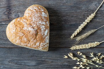 whole grain bread in heart shape