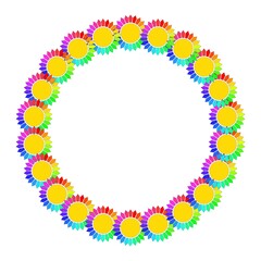 multicolored vector round frame geometric pattern isolated on white background, concept of color schemes 