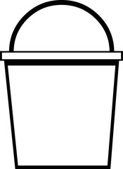 Vector illustration of a bucket drawn in black and white
