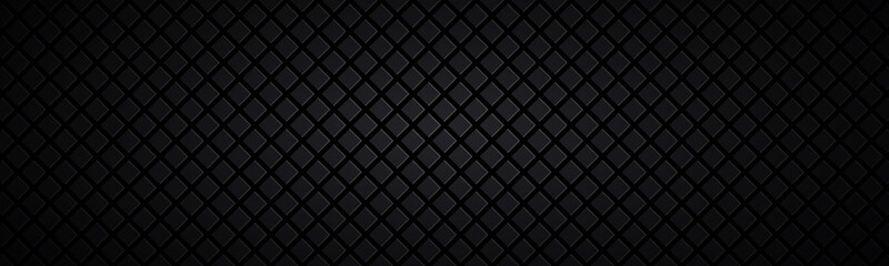 Dark abstract square header. Black mosaic look banner. Modern vector texture. Simple metal background