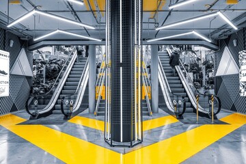 Escalators inside building
