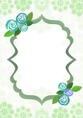イラスト素材：手描き風のバラとレース模様のフレーム