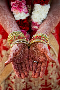 Indian bride's henna tattooed hand