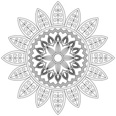 Leaf Flower Petal Coloring Mandala Art Simple Graphic Shape Vector Floral Oriental Outline Vintage Decorative Elements Pattern Illustration Islam Arabic Indian Turkish Mystic Religion Morals Lotus

