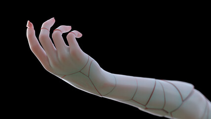 crumbling artificial human hand