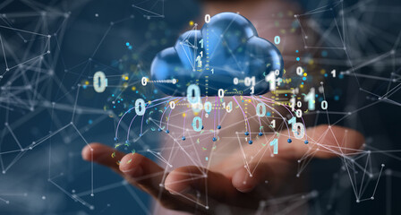 Artificial Intelligence Cloud technology. Integrated digital web concept background