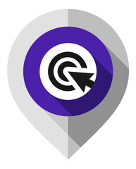 Map pin, goal symbol, gps pointer folded from gray paper